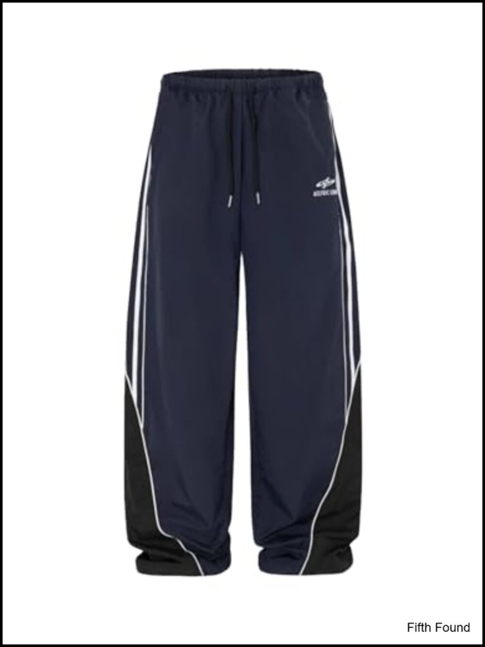 Embroidery Patchwork Striped Track Pants Baggy Sweatpants Wide Leg Drawstring